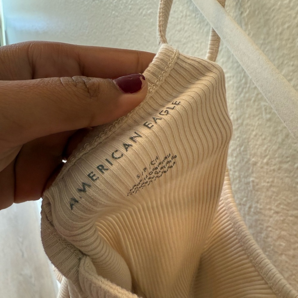 Women's Cream Ribbed Tank Top - Picture 3 of 4